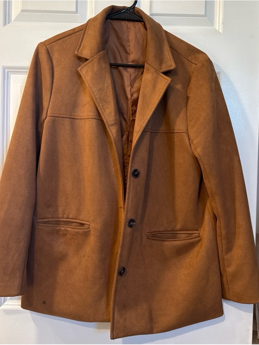 Men's Brown Single-Breasted Coat - Classic Casual Jacket
